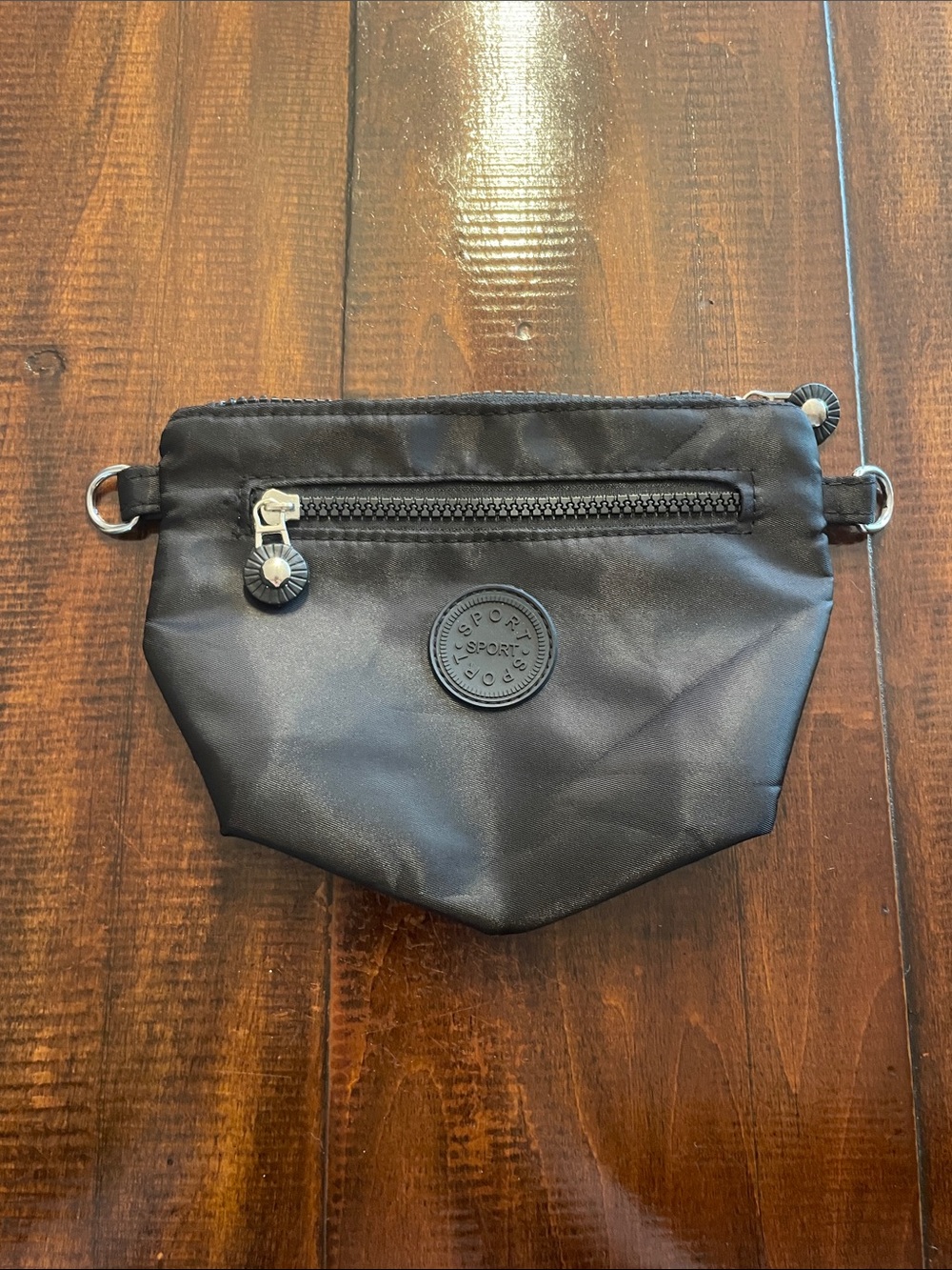 Sporto Black Nylon Belt Bag with Silver Hardware